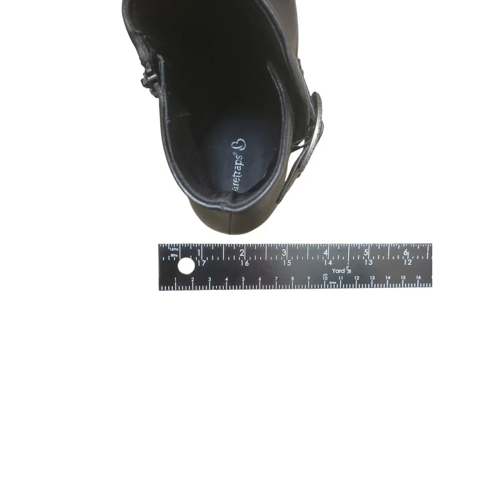 BaretrapsChristine Womens 10M Black Ankle Boots Block Heel Buckle Career‎ Casual